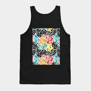 Floral Geometric Abstract Art - Colorful - Black And White Tank Top